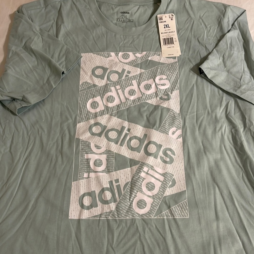 COPY - Sage green adidas tee. White font.